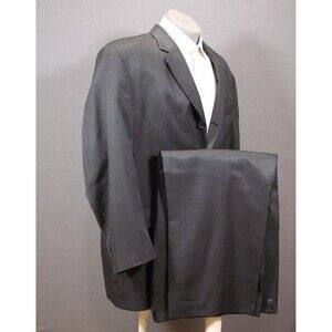Andrew Fezza Men's 2 Piece Suit BLue Wool Silk 3 Btn 48R Flat Fronts 41" Waist